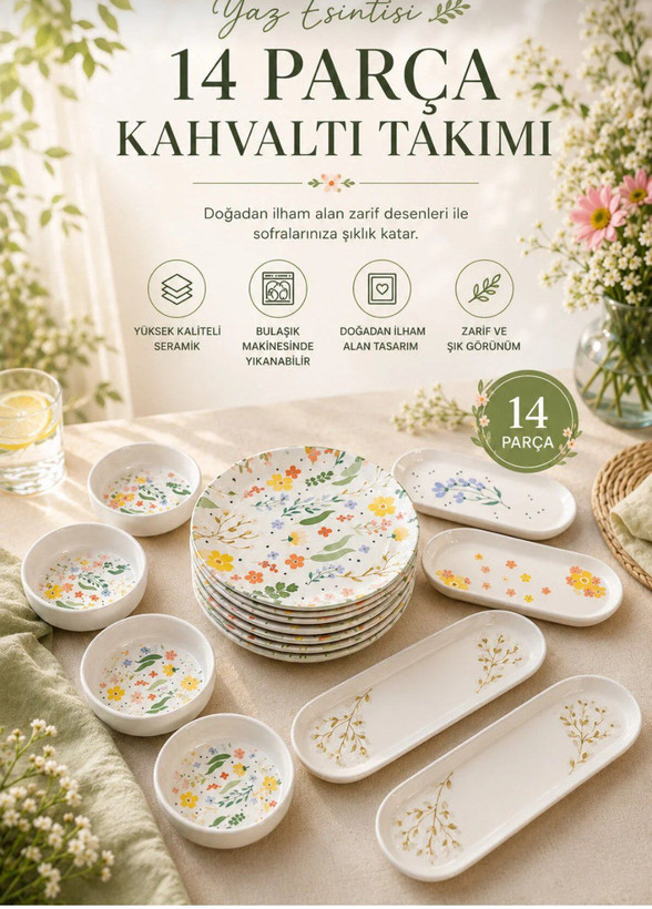 سرویس صبحانه خوری چینی14پارچه 6نفر ترکیه