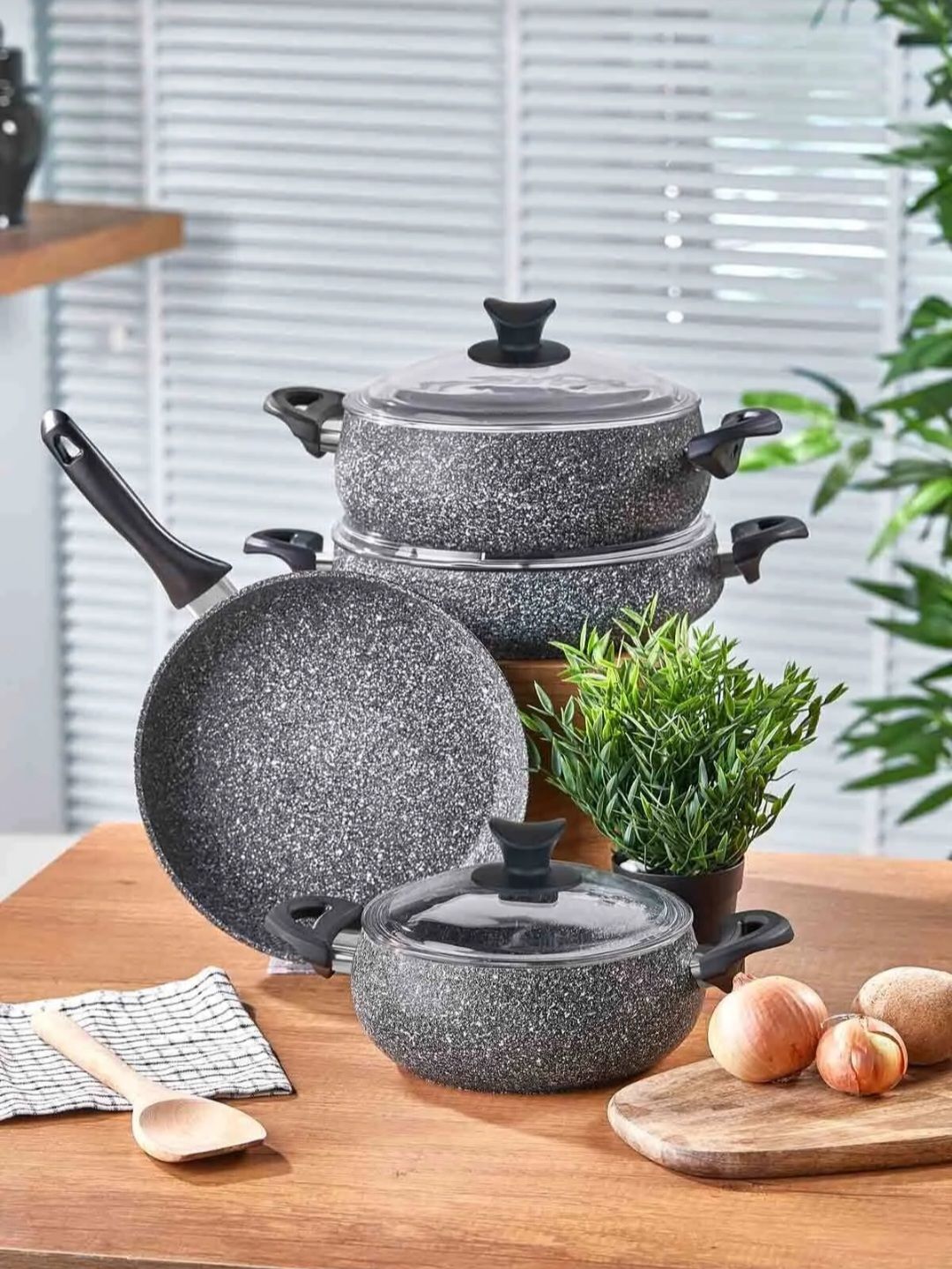 سرویس قابلمه ۷ پارچه گرانیتی تاچ مدل Master Cook Tombik – طوسی