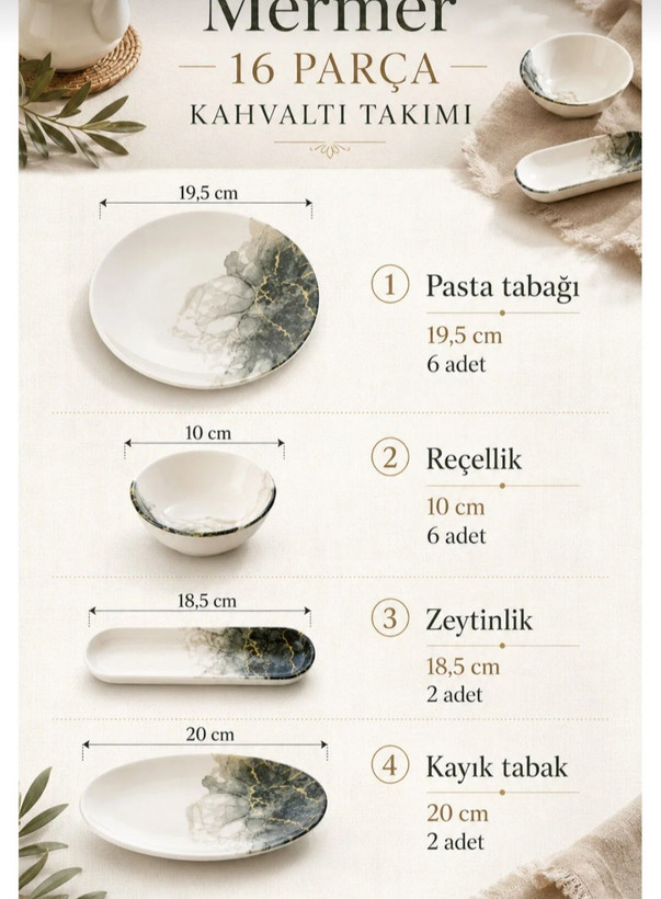 سرویس صبحانه خوری چینی16پارچه 6نفر فاریکا ترکیه