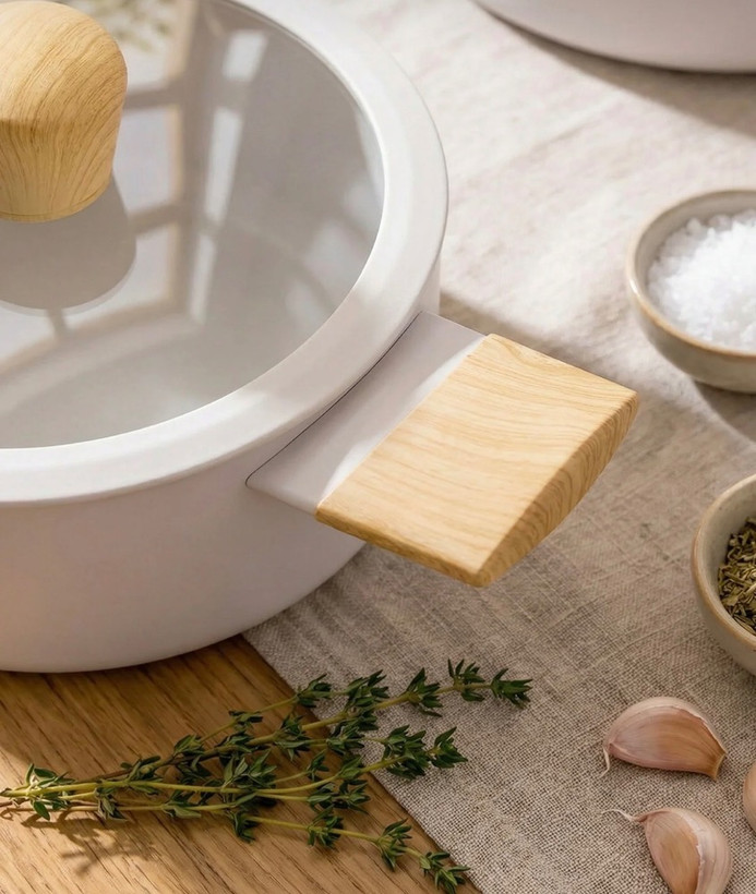 سرویس قابلمه گرانیتی 6پارچه گرانیتی دسته چوبی اجار ترکیه
