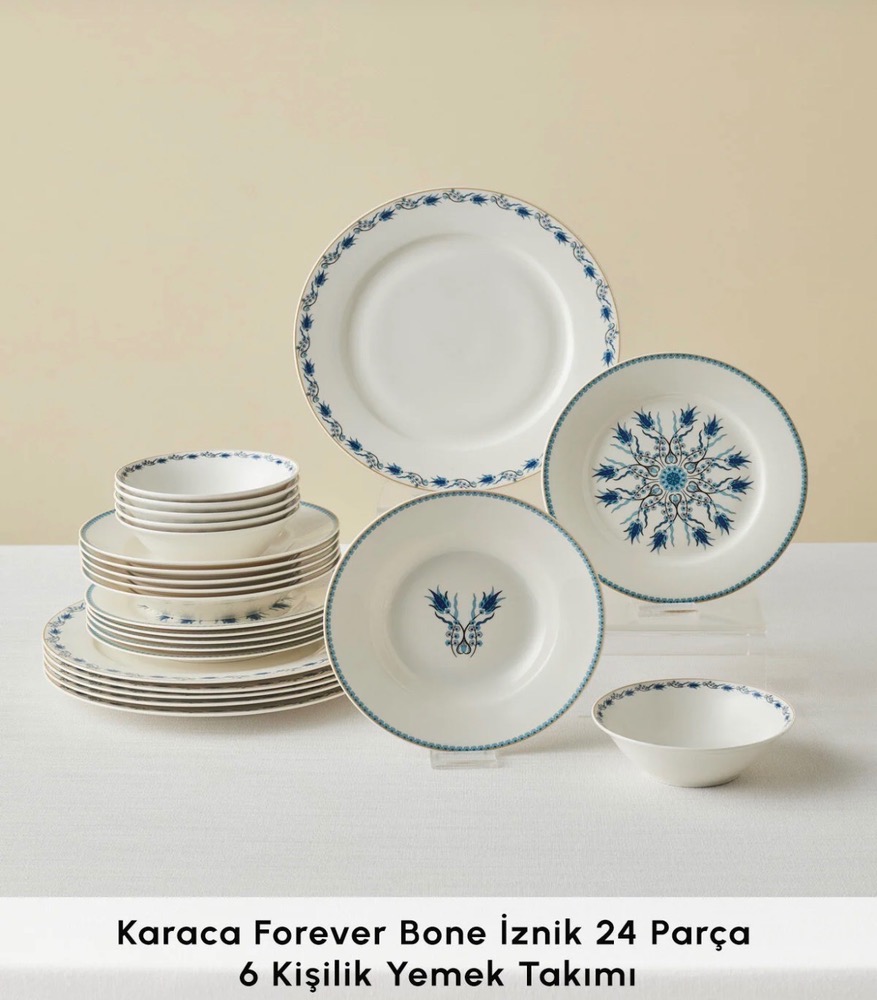سرویس غذاخوری چینی 24پارچه 6نفر کاراجا مدل ستاره ابی ترکیه